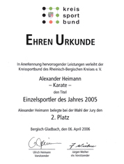 Einzelsportler 2005 Platz 2